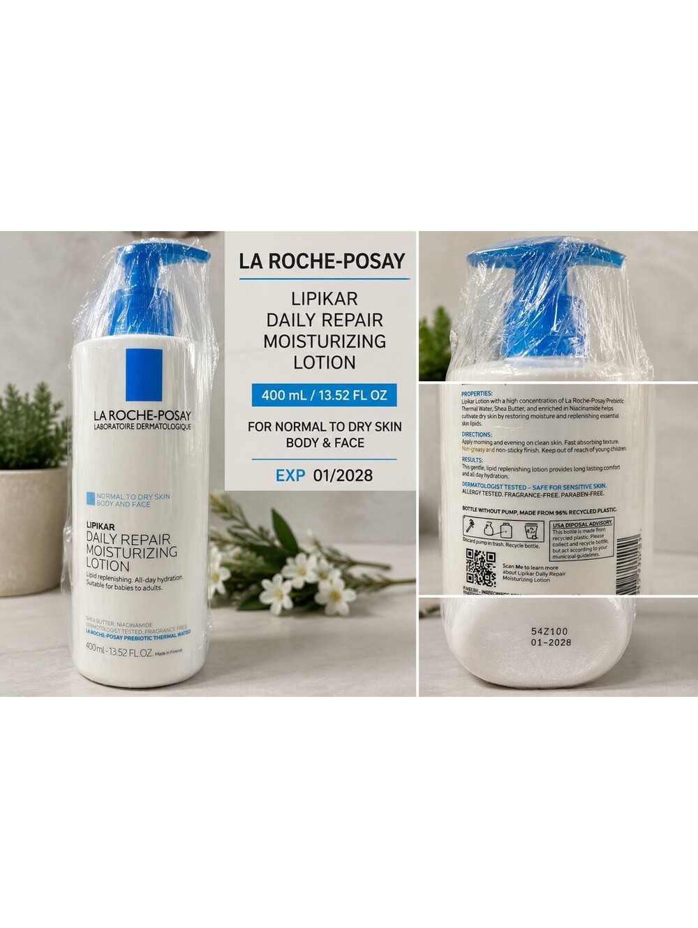 La Roche-Posay Lipikar Daily Repair Lotion Fragrance-Free 13.52 fl oz 01/2028